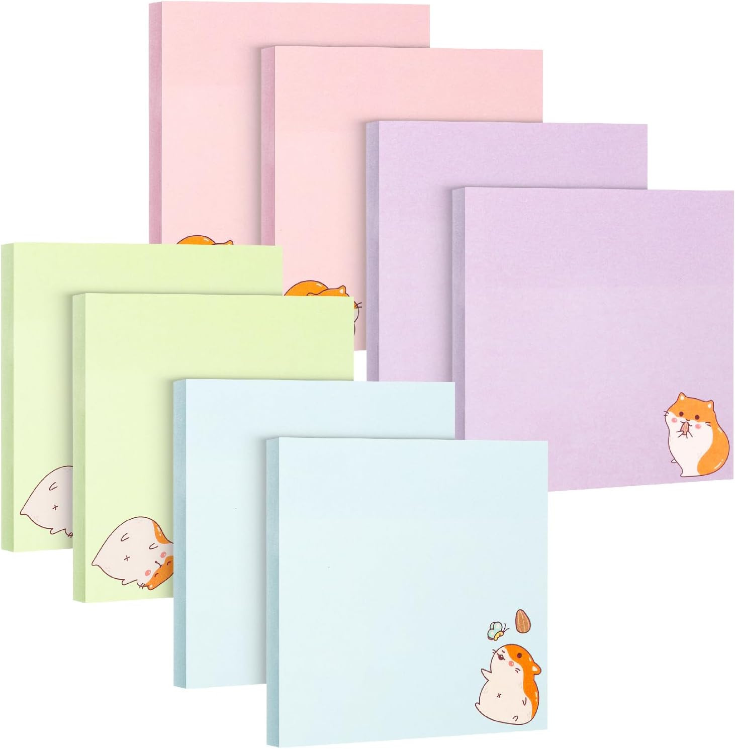 – Sticky Notes, 3”X3”, 8 Pads, 400 Sheets, Tiny Hamster Sticky Notes
