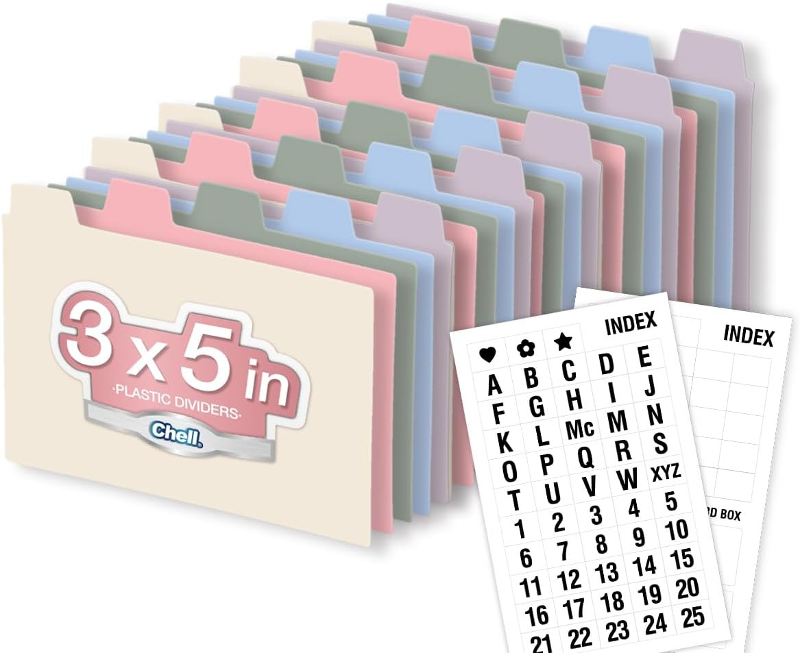 3X5 Plastic Index Card Dividers, Morandi Colors, Heavyweight Poly Index Card Gui