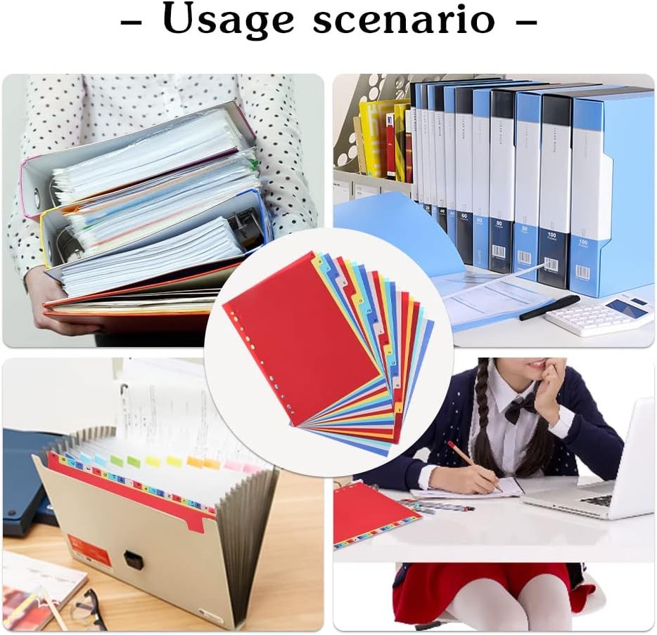 21 Tab A-Z Binder Dividers, 3 Ring Plastic Binder Dividers with Tabs Multicolor