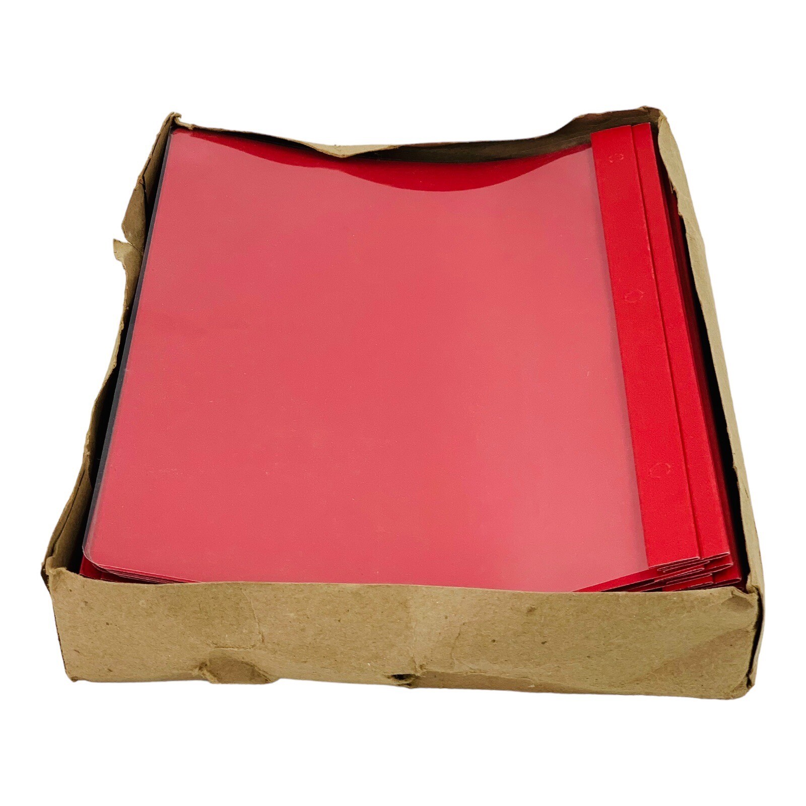 25 Count Oxford Clear Front Red Report Covers Letter Size 3 Prong Tang Fastener