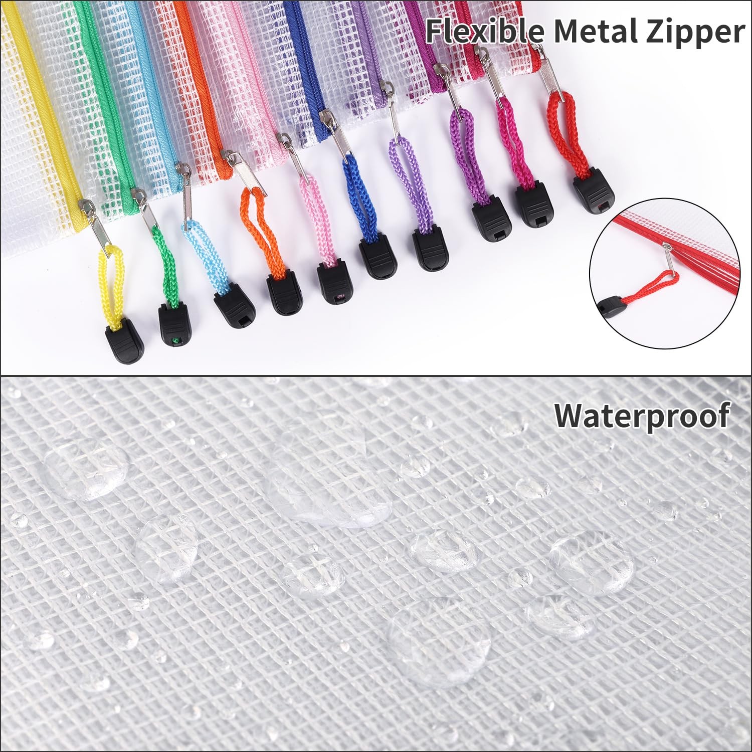 EOOUT 20pcs Mesh Zipper Pouch, Waterproof Zipper Bags, 8 Sizes Plastic Travel…