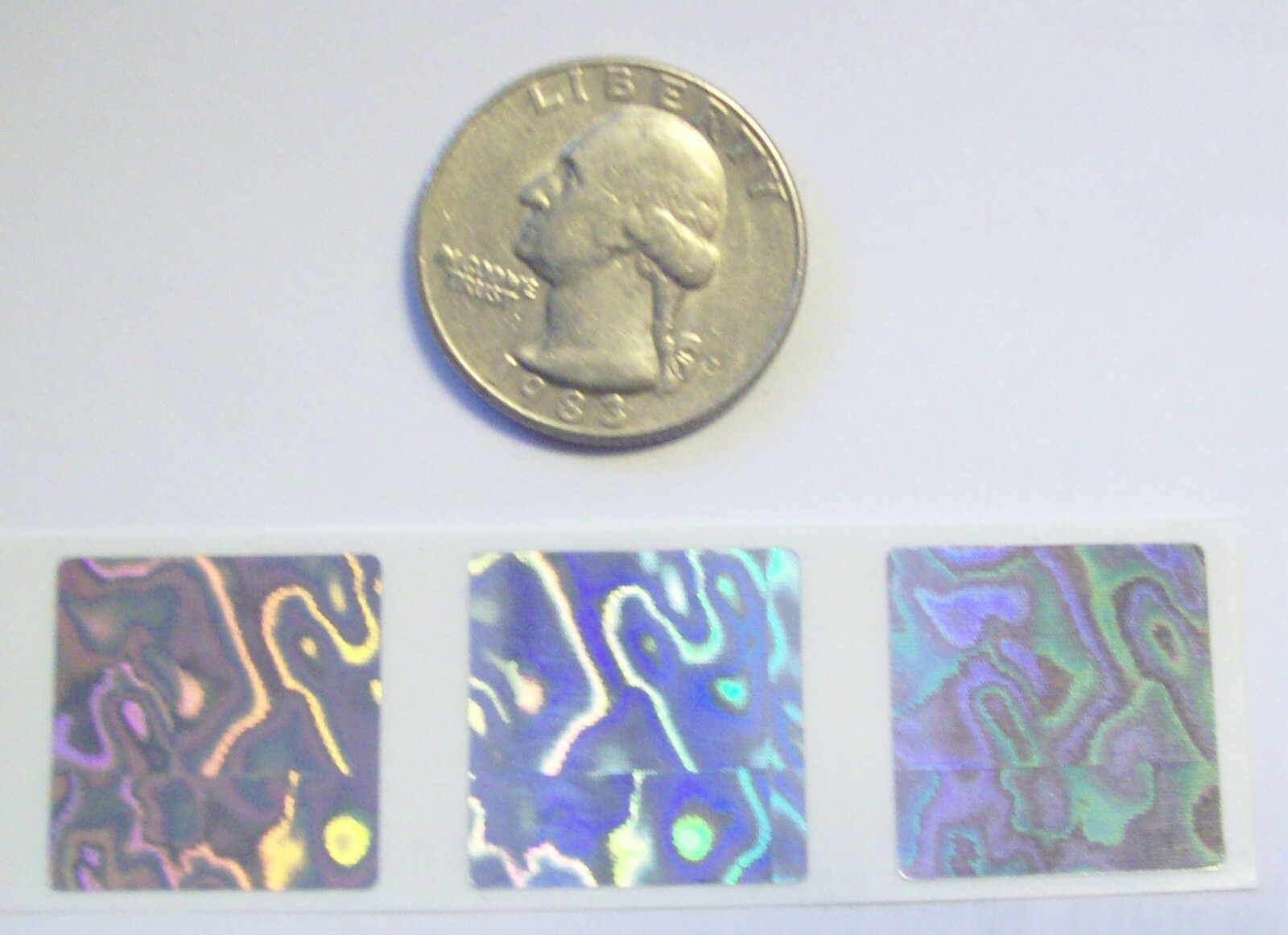 PO75c 100 to 1000 Pond .75″ Square Custom Product Protection Hologram Stickers