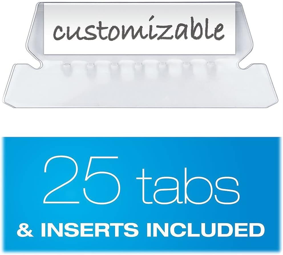 Hanging File Folders Letter Size Assorted Colors 1/5-Cut Adjustable Tabs 25 per