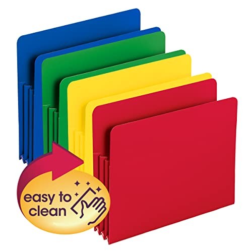 Smead Poly File Pocket, Straight-Cut Tab, 3-1/2″ Expansion, Letter Size,