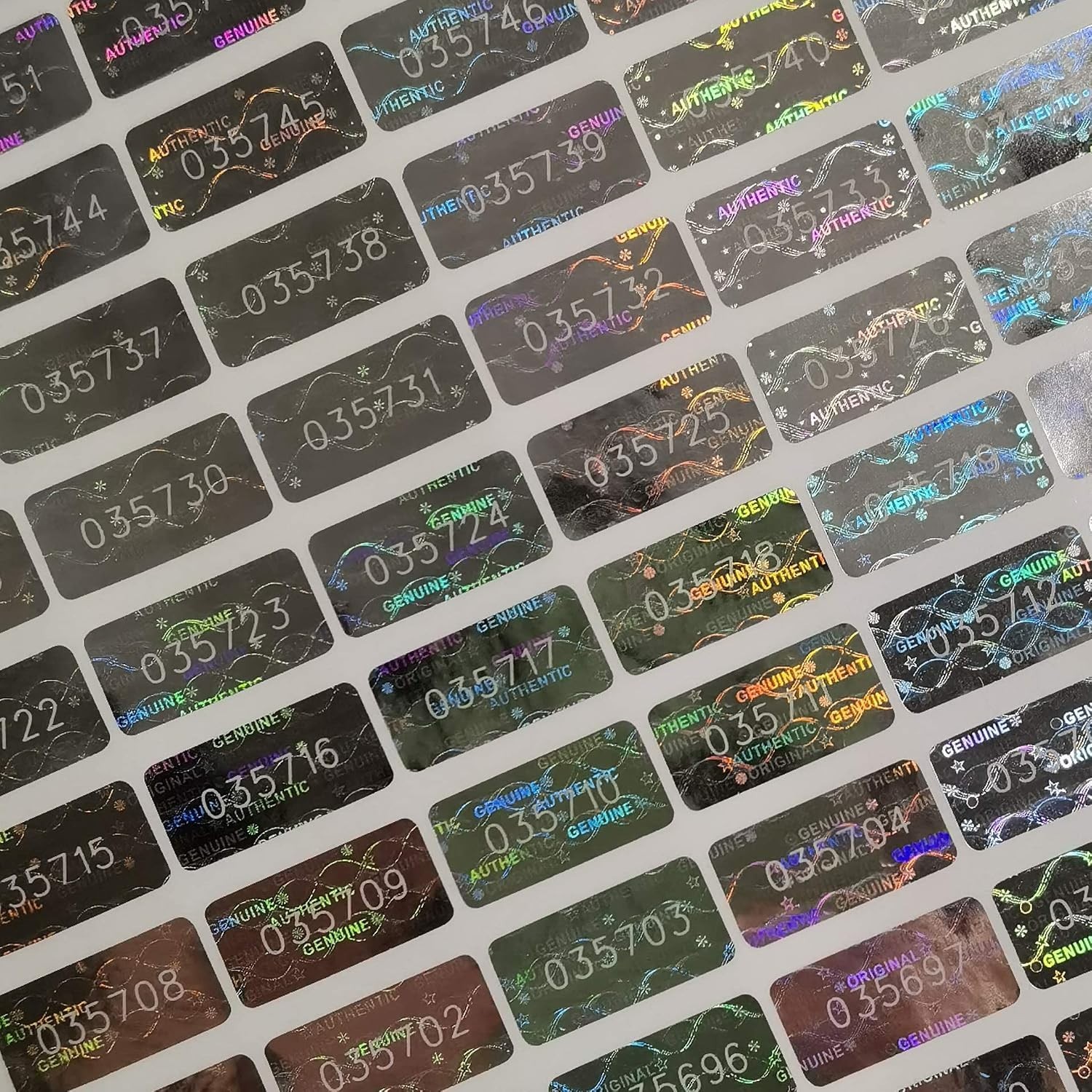 High Security Tamper Proof Hologram Labels – 180 Count Rectangle 0.8×0.4 inches