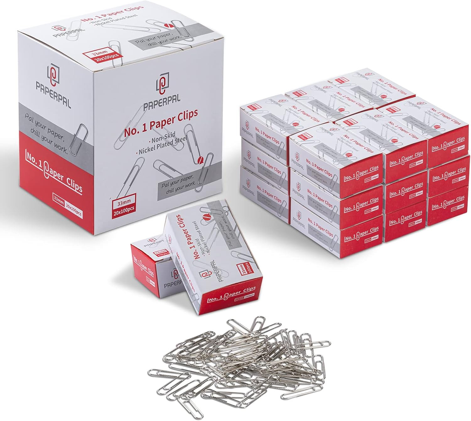 Paperclips for Office School & Personal Use, #1 Nonskid Paper Clip (1-2/7″), 200