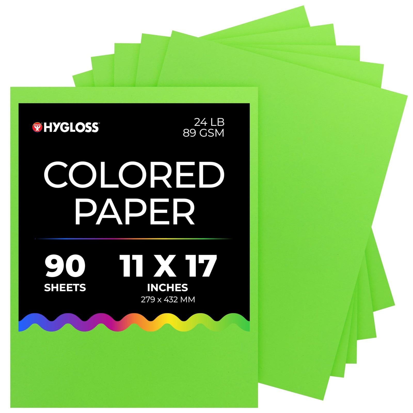 Hygloss Light Green Colored Paper – 24 lb, 89 GSM, 11 x 17 Inch,