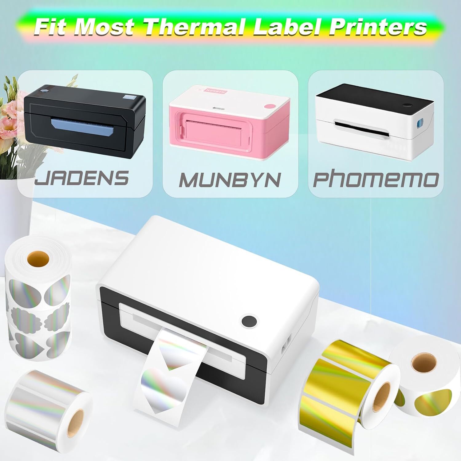 400/Roll 2” Holographic Circle Direct Thermal Stickers Labels for Rollo Zebra