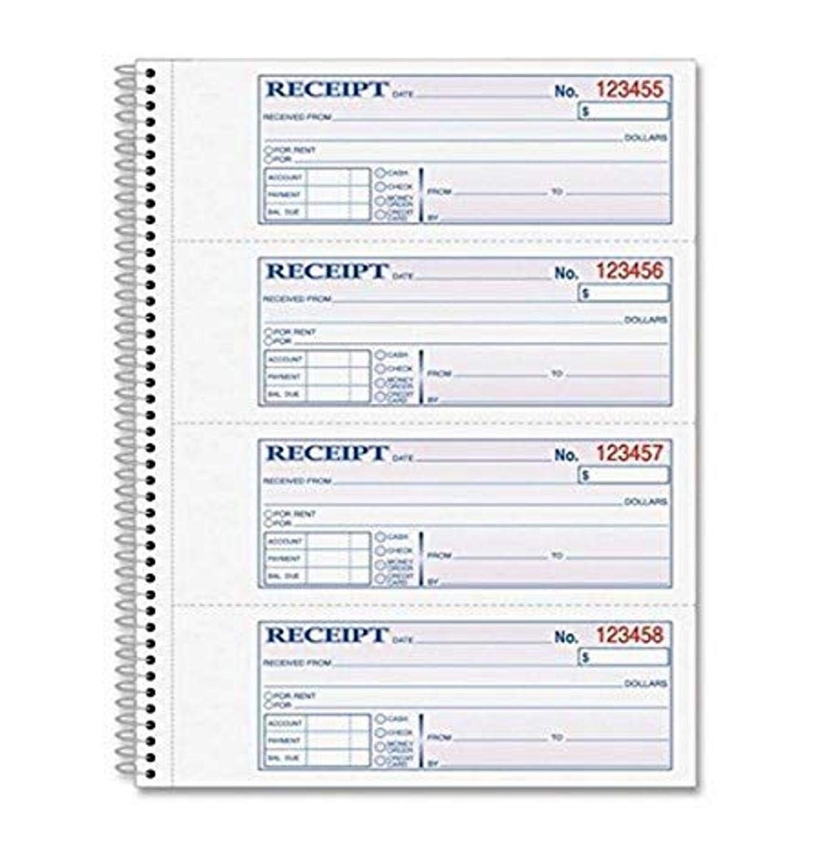 ADAMS MONEY AND RENT RECEIPT BOOK 2-PARTS RECEIPTS 7-5/8″ X 11″ – WHITE/CANARY