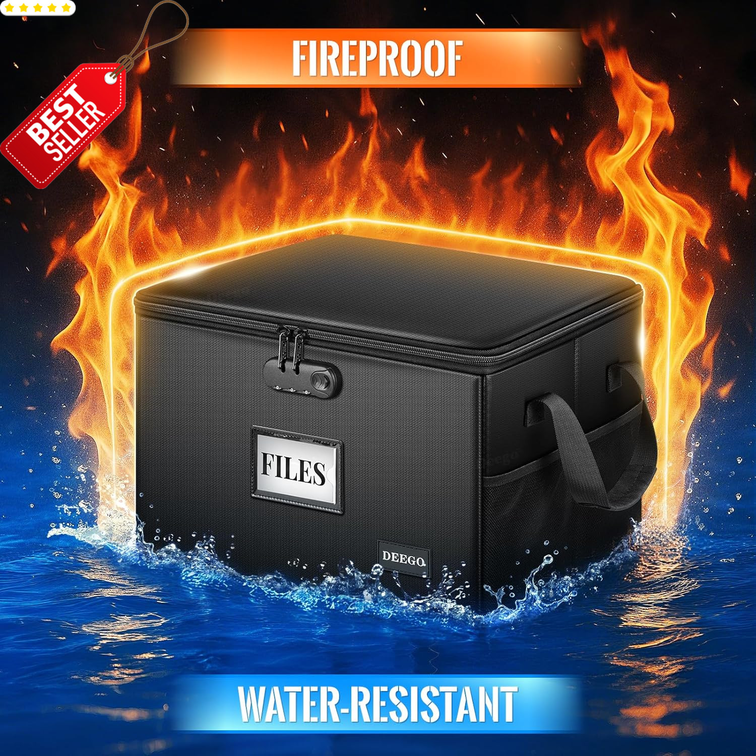 Fireproof Document Box Lock Water Resistant File Organizer for Home Office – US