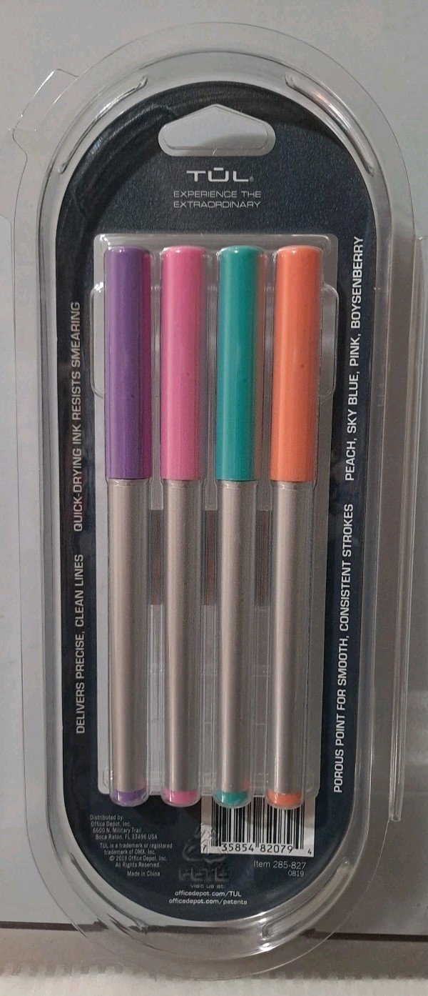 TUL Fine Liner Felt-Tip Pens Medium 1.0 mm – Blue Pink Peach Boysenberry Colors