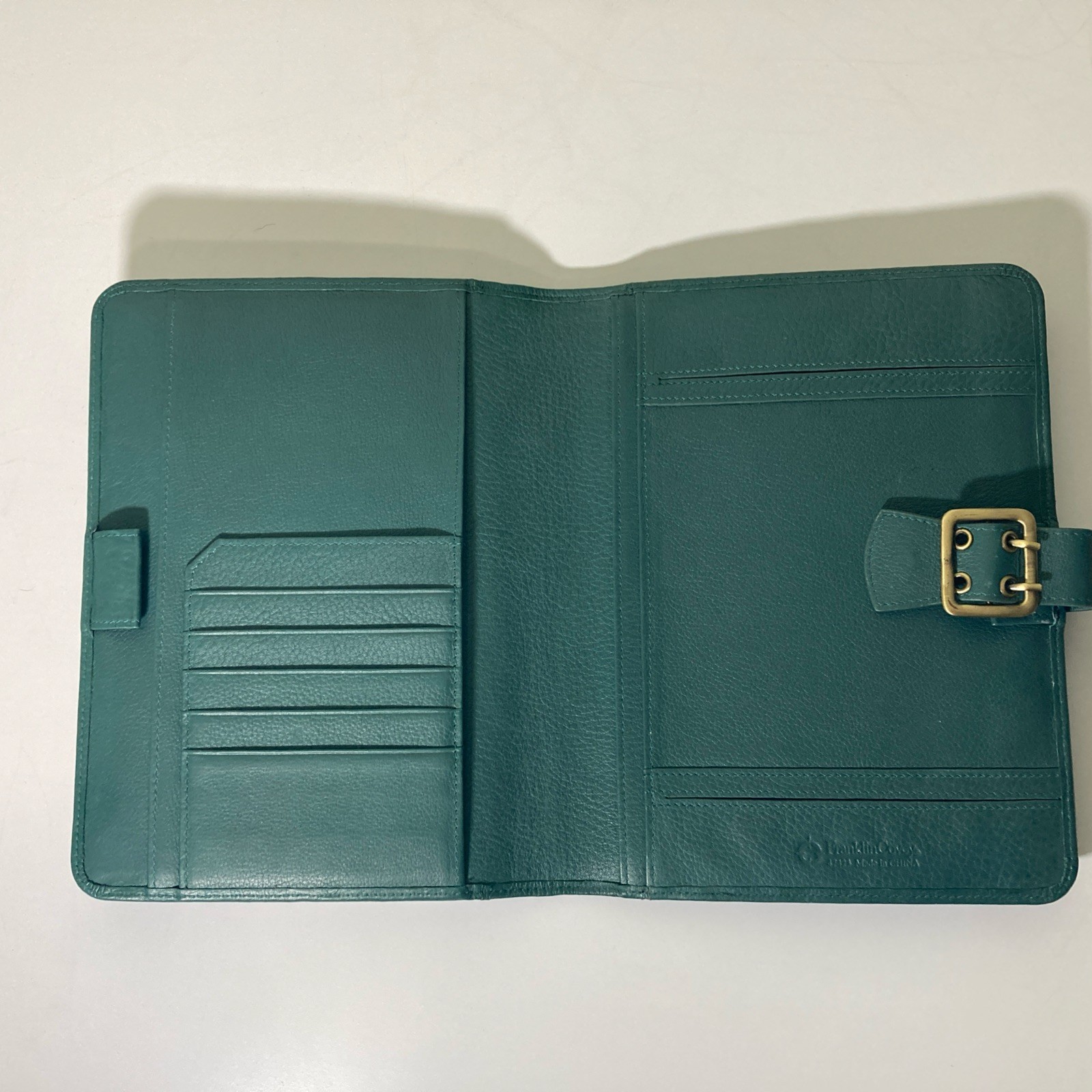 Franklin Covey Green Planner Binder Organizer Faux Leather Strap Closure