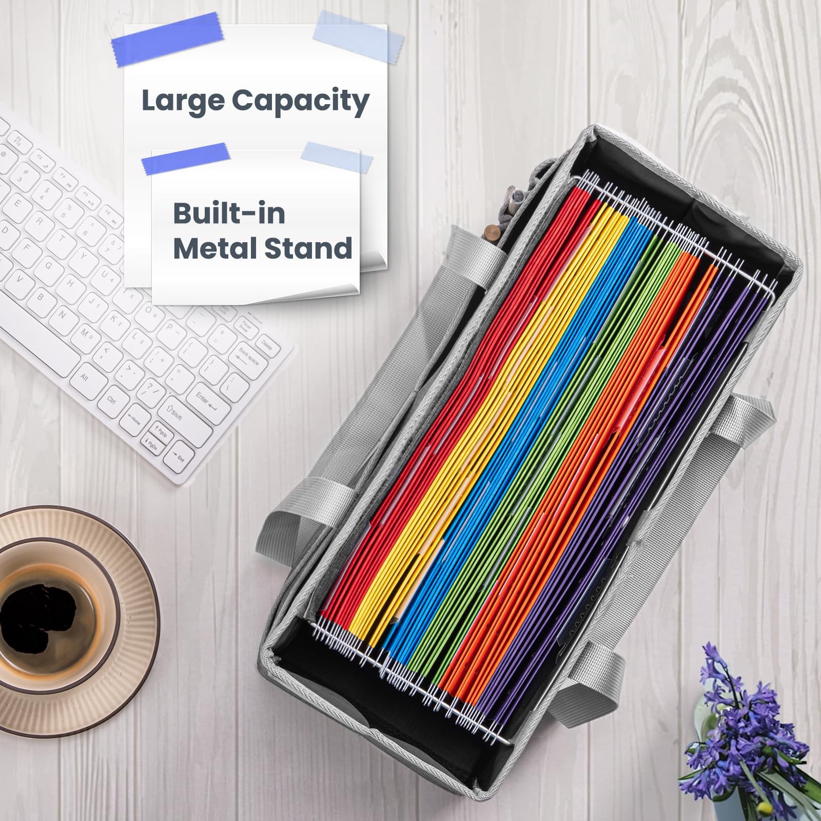 File Organizer Box, Portable Tote Bag Hanging Filing Box Desktop File Folder