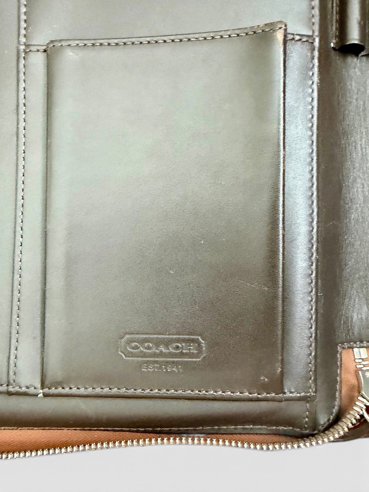 Vintage Coach Leather Bi-fold Zipped Business Portfolio Organizer 11x13in