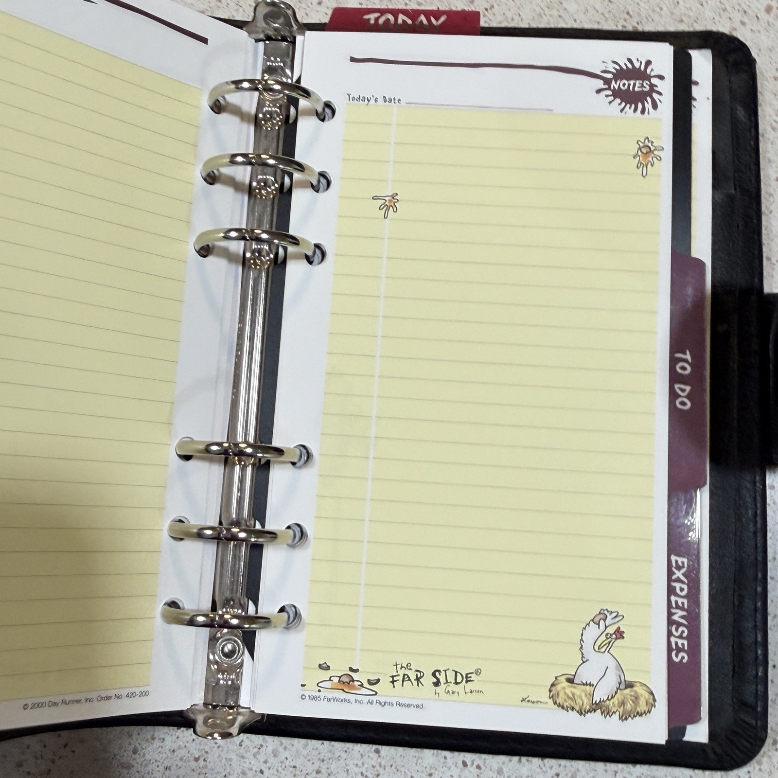 Vintage The Far Side Organizer Binder Day Runner Planner Zipper Leather 90s