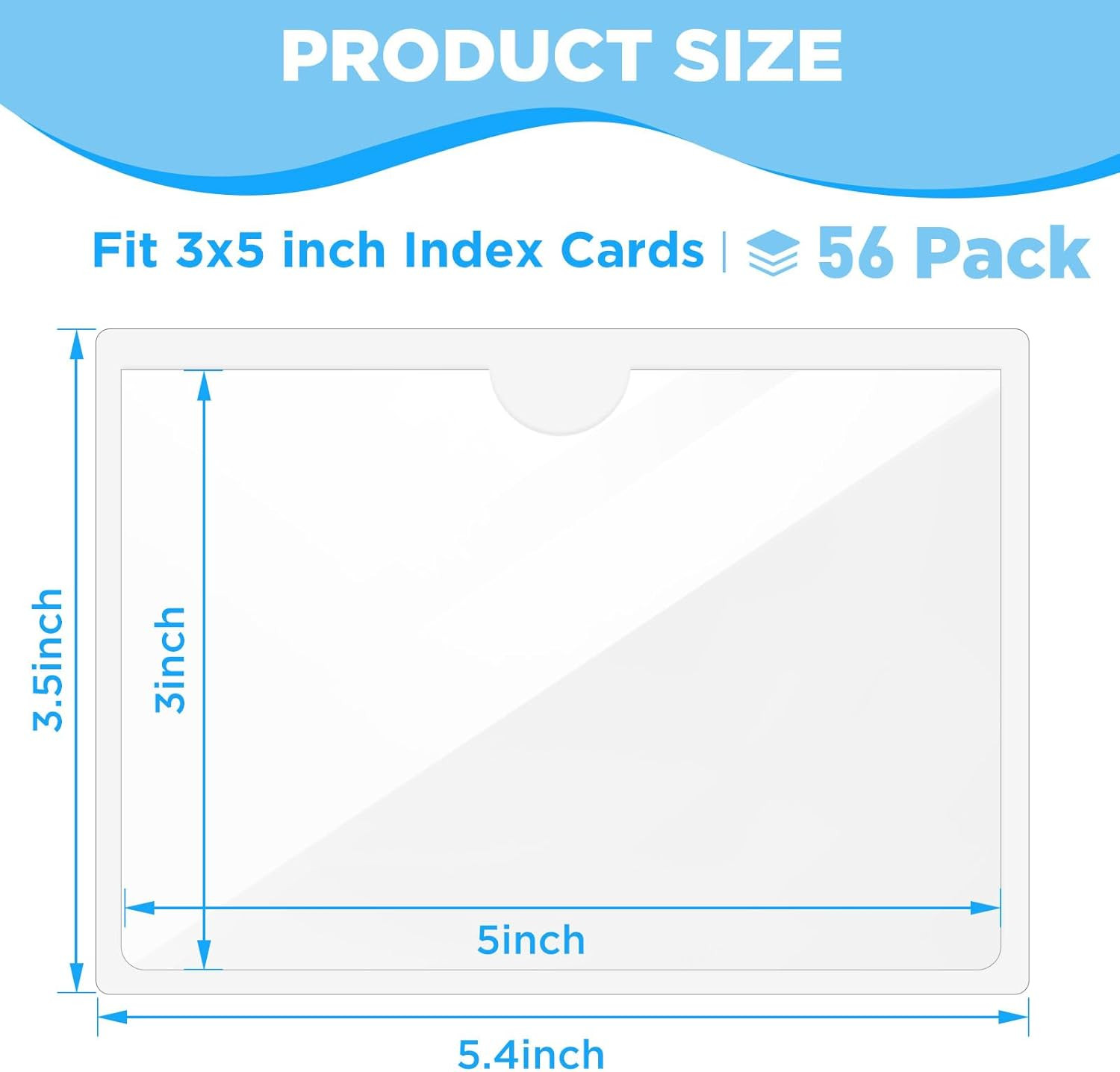 56 Pack Clear Self-Adhesive Pockets 3 X 5 Index Card Pockets with Top Open Lo
