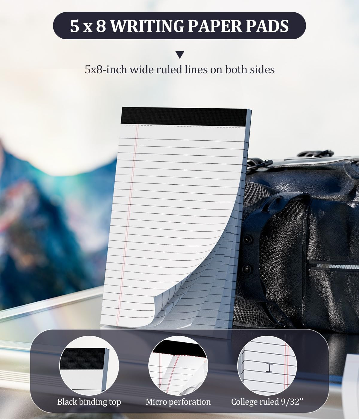 Legal Pads 5X8 Small Note Pads 5X8 Notepads for Work, 6 Pack Writing Pads 5X8 Co