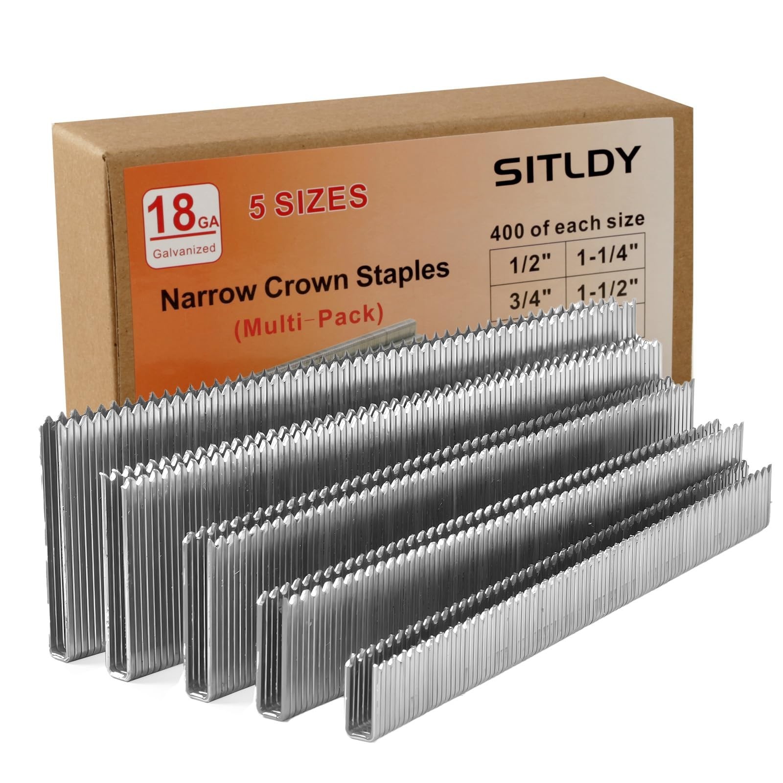 2000-Count 18 Gauge 1/4 Inch Narrow Crown Staples (1/2″+3/4″+1″+1-1/4″+1-1/2″…