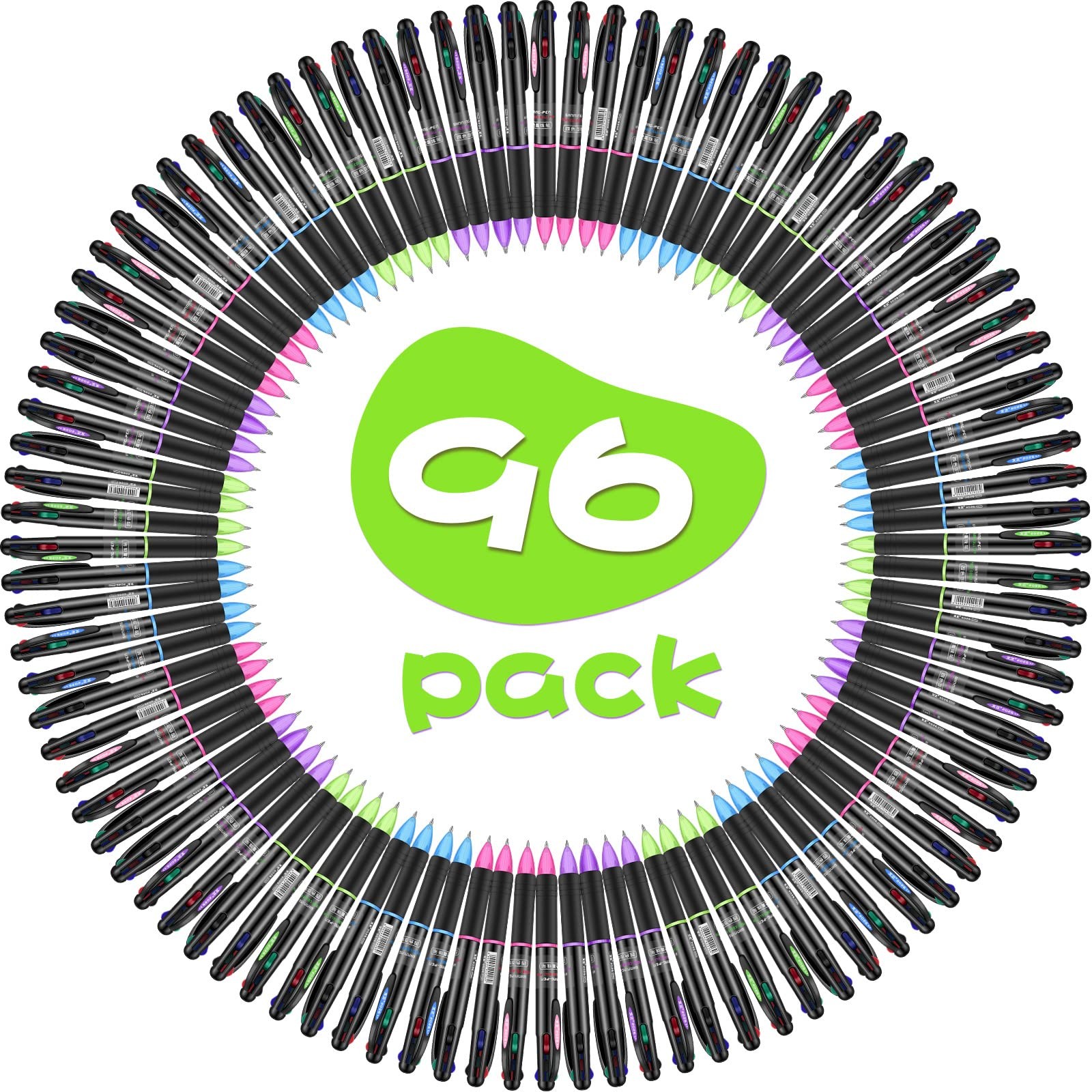 96 Pack 4 in 1 Multicolor Ballpoint Pen, 4 Color 0.7 mm Retractable Ballpoint…