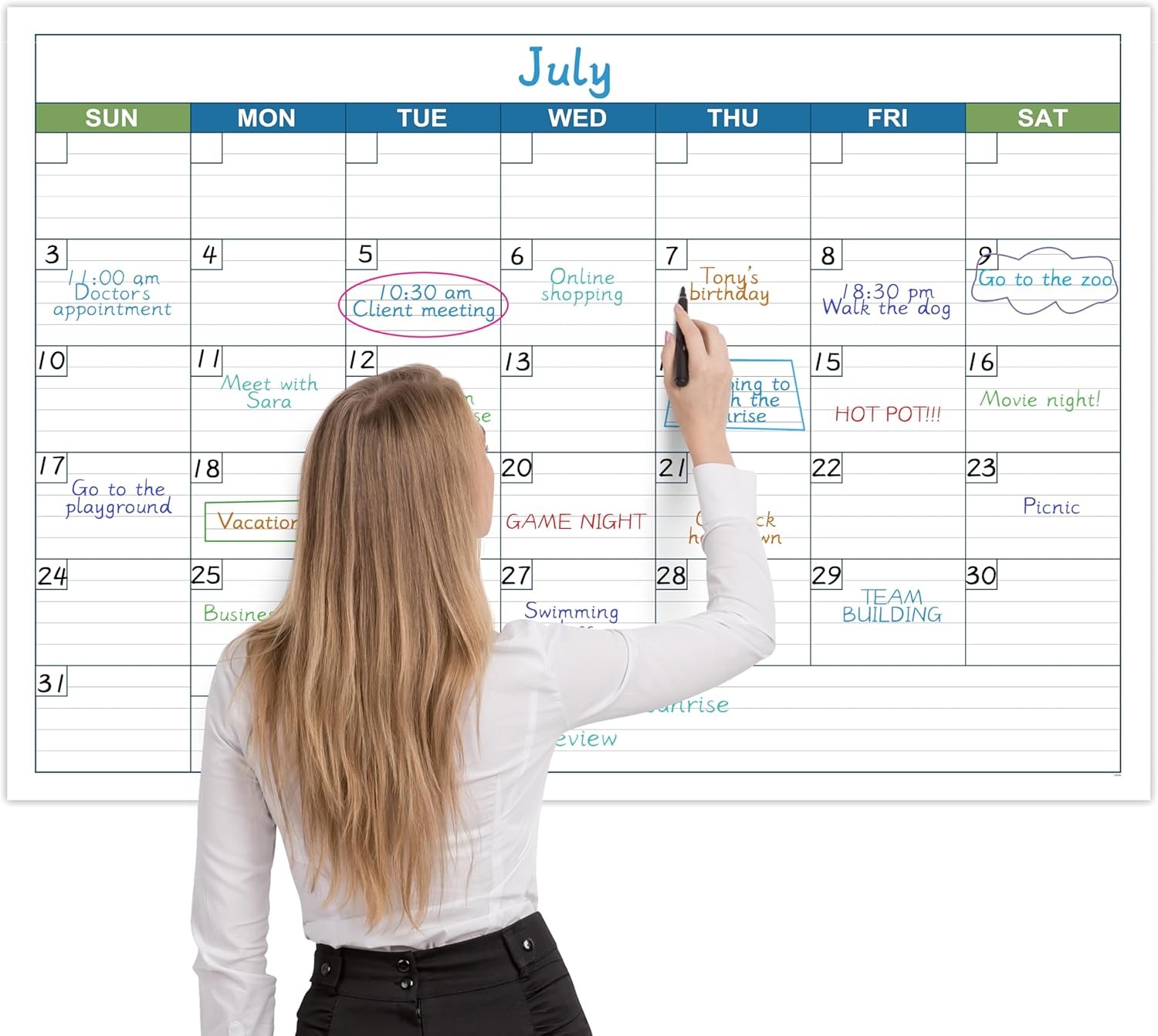Large Dry Erase Calendar – Undated 1 Month for Wall, 40″…