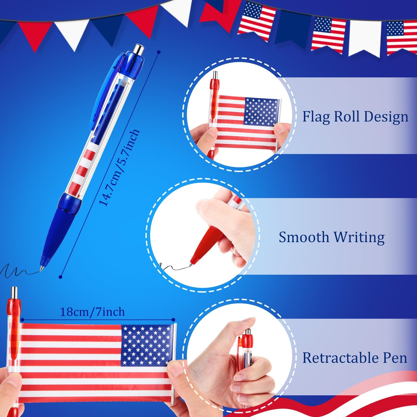 100 Pcs Veterans Day Pens American Flag Themed Gifts Independence Day Gift USA 4