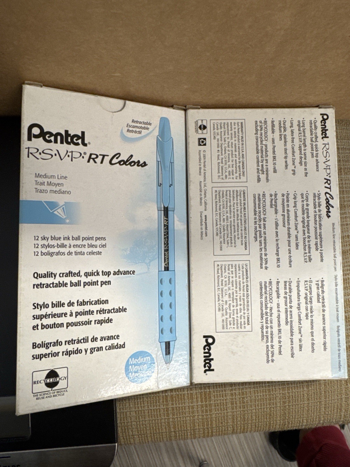 Pentel RSVP RT Colors Retractable Ballpoint Pens Sky Blue Ink 12 Pack BK93CRS-S