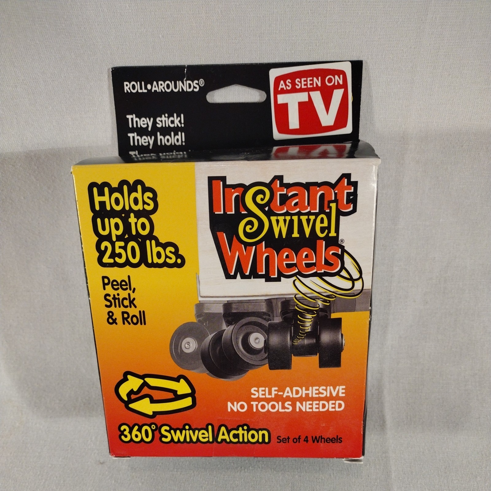 RollArounds Instant Wheels 4/Set Self Adhesive Wheels Peel Stick and Roll
