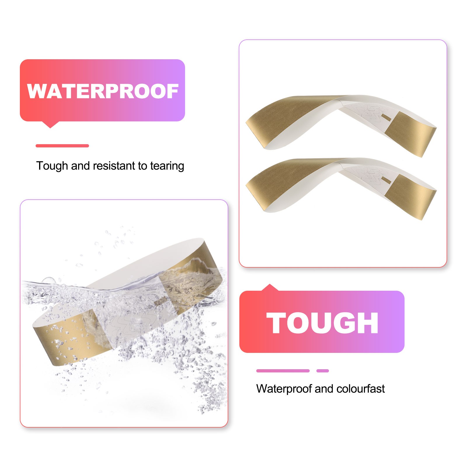 100Pcs Paper Wristbands Waterproof Bulk Bracelet for Events(Light Green)