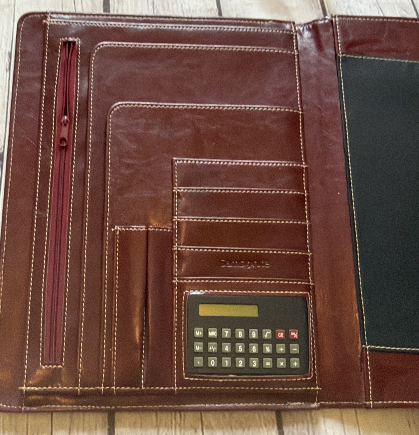 Samsonite Leather Portfolio Legal Pad Folio Burgundy Red Attache Briefbag Binder