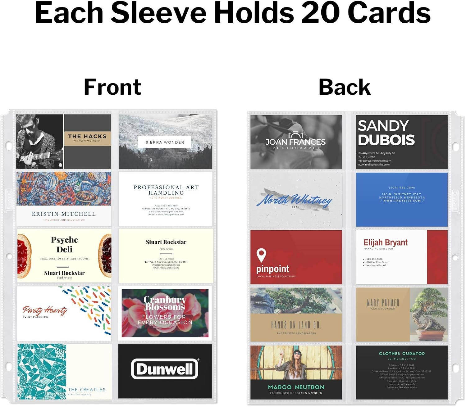 Business Card Holder Sleeves (10 Pack for 200 Cards), Heavyweight Plastic Sheet