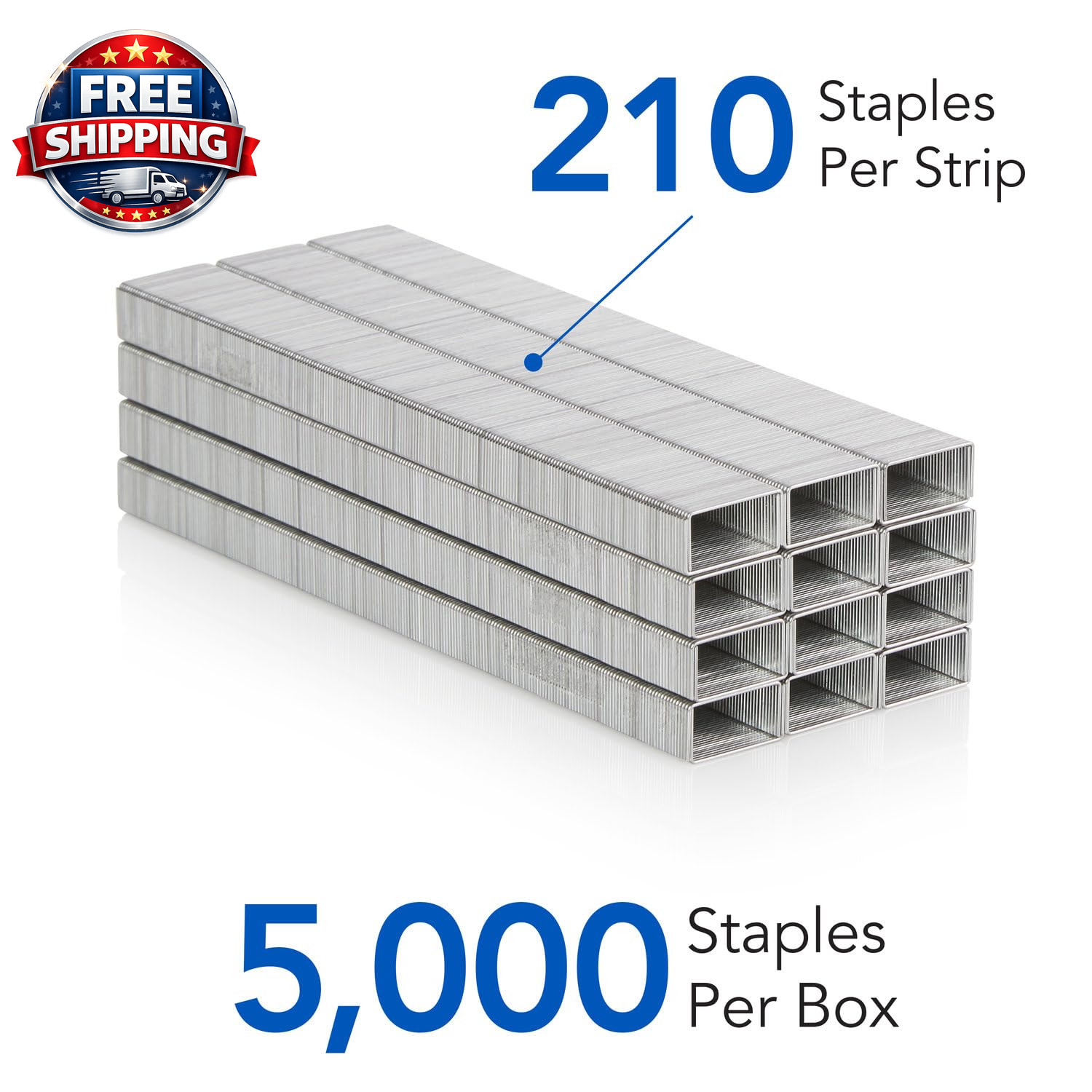 Staples, Standard, 1/4 Inches Length, 210/Strip, 5000/Box, 1 Box – No