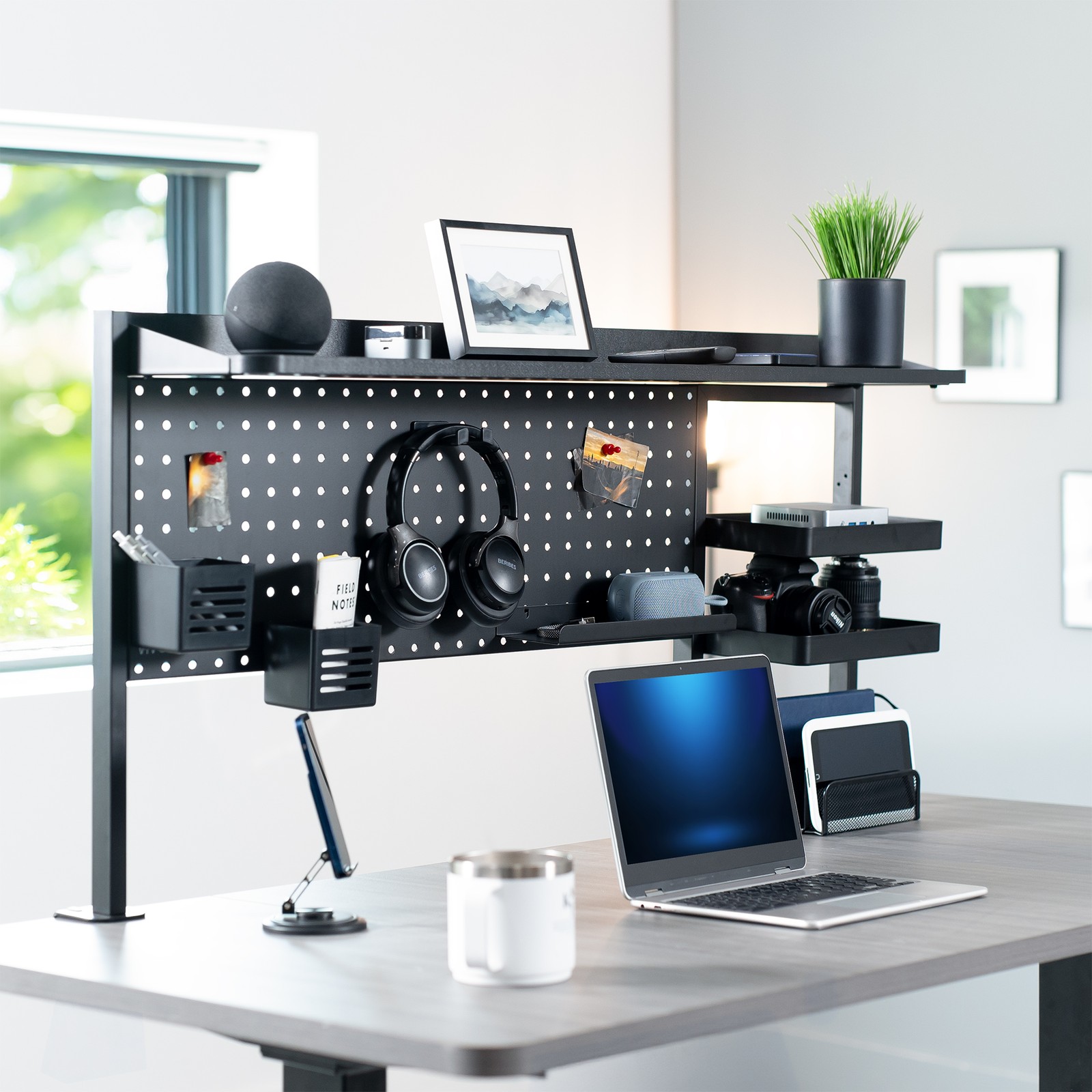 VIVO Black Steel Clamp-on 46″ Multi-Purpose Pegboard Organizer