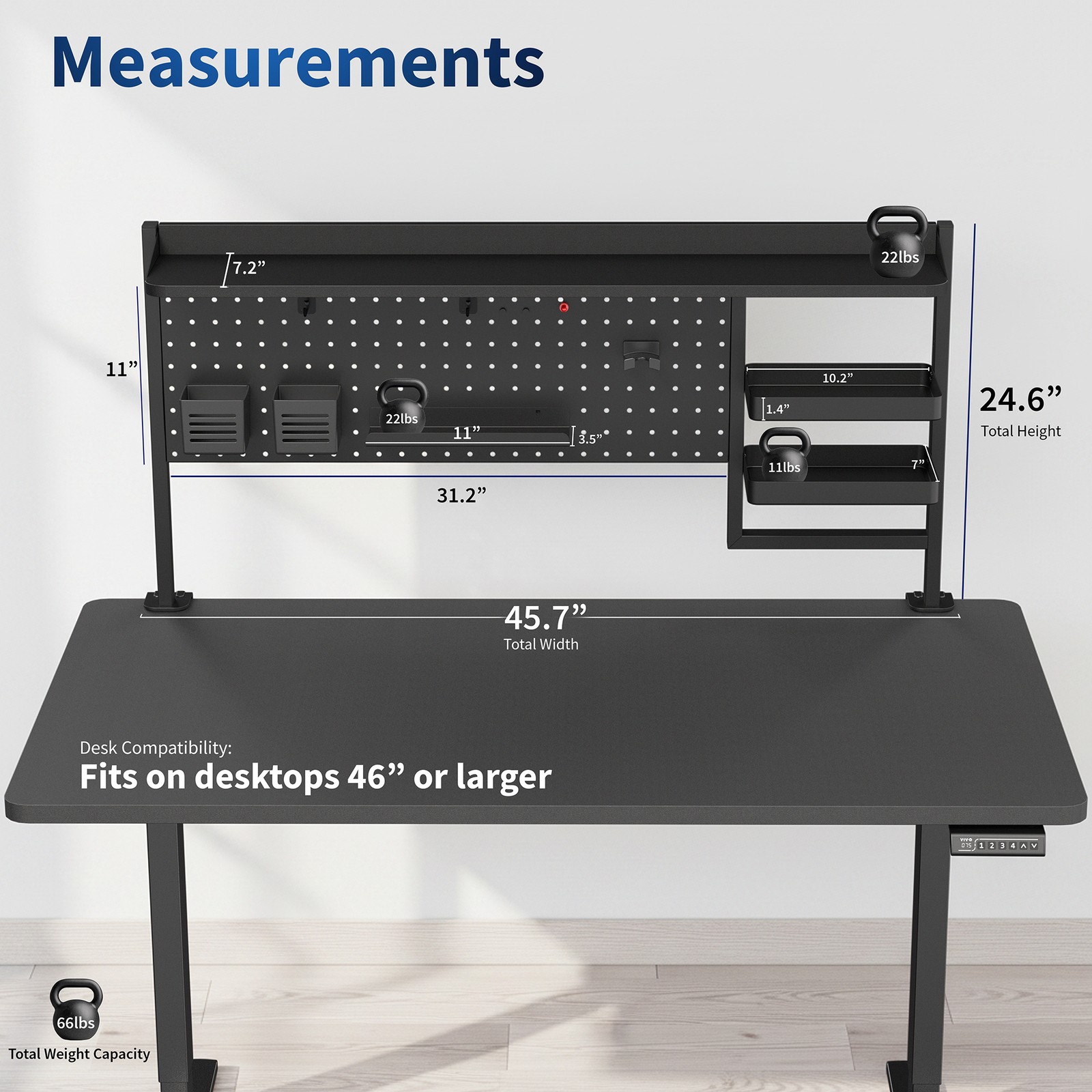VIVO Black Steel Clamp-on 46″ Multi-Purpose Pegboard Organizer