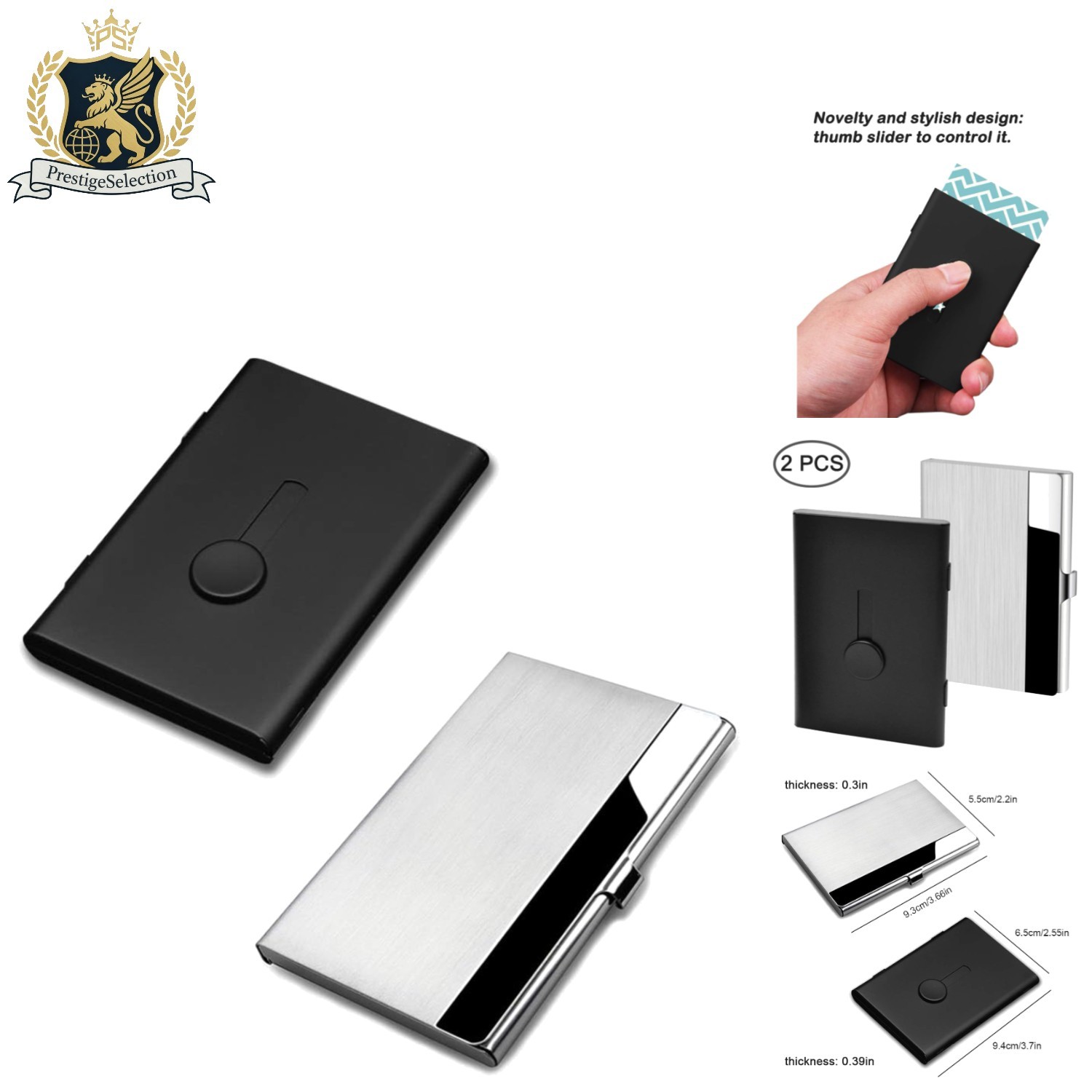 Compact 2-Piece Business Card Case Set with Secure Slide Feature – Unisex Design