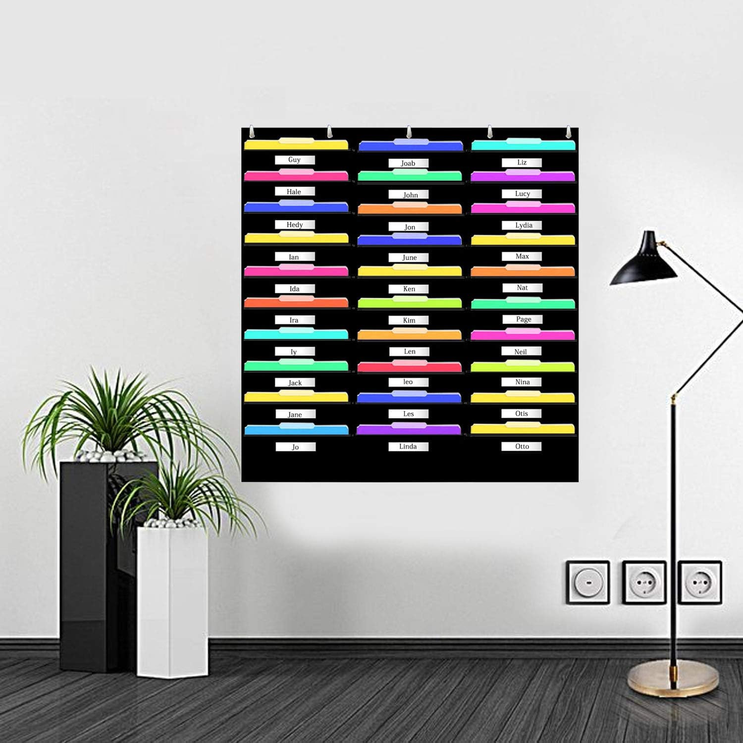 Hanging File Holder Organizer Rack, 30 Pocket File Folder Black, Wall Mount, Fol