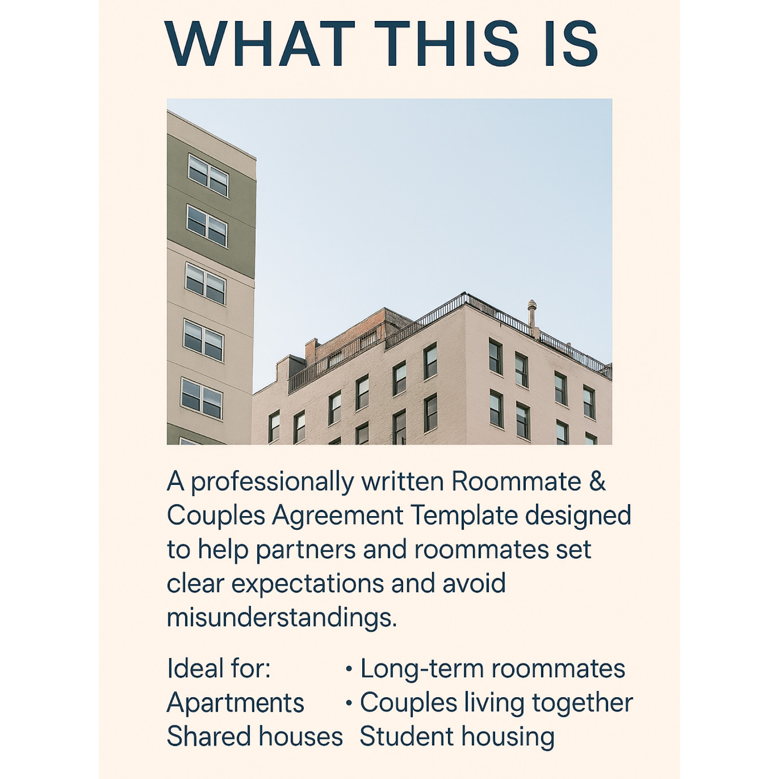 Roommate Agreement Template Editable PDF Word Instant Download