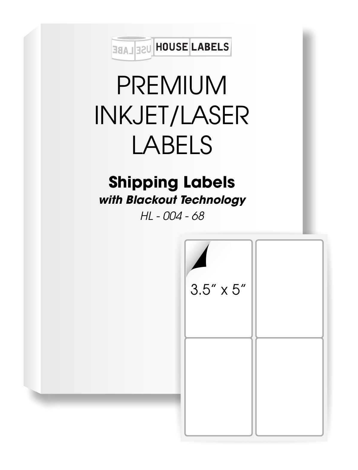 25 Sheets 100 Labels BLACKOUT 3.5 x 5 FAST PEEL White Address Shipping 4UP