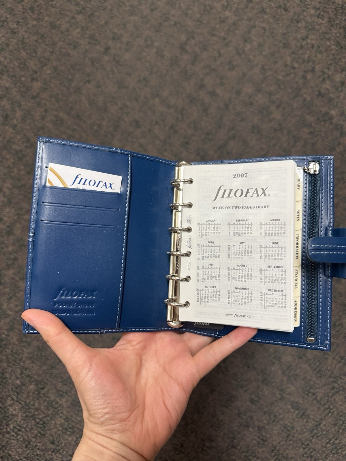 New Filofax Cross Navy Blue A7 Personal Planner Organizer – With Original Box