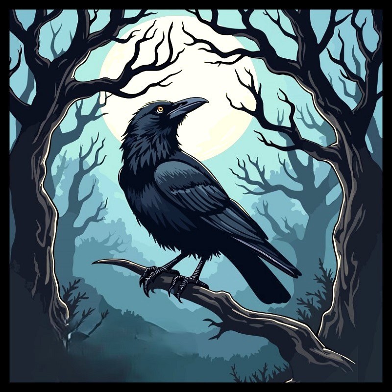 30 Custom Raven Night Art Personalized Address Labels
