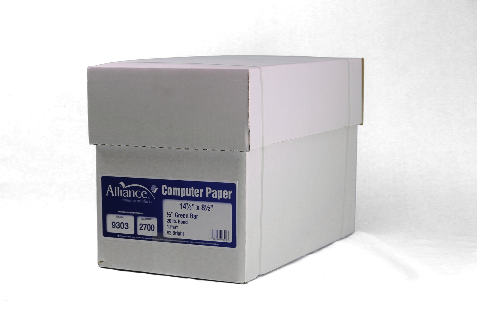 Alliance Continuous Computer Paper 14 7/8×8-1/2 1/2″Green Bar 1-Pt 20lb 2700/Ctn