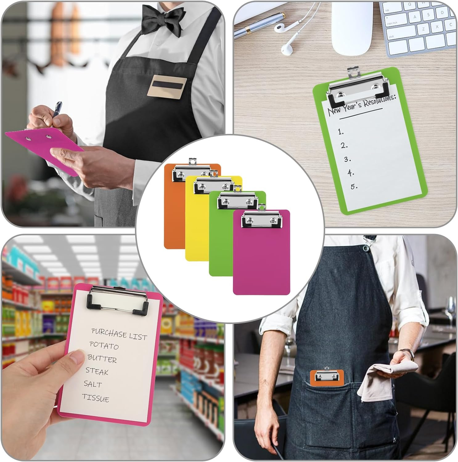 4 Pack Small Clipboards 4 x 6 Inch, Mini Clip Board Notepads Clipboard, Letter S