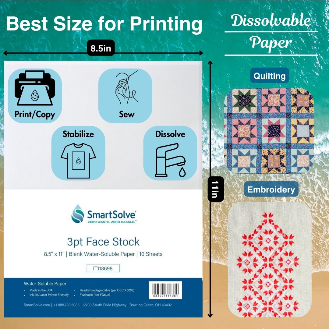 10 Sheets Water Soluble Paper 8.5×11 Printable Biodegradable Craft Paper