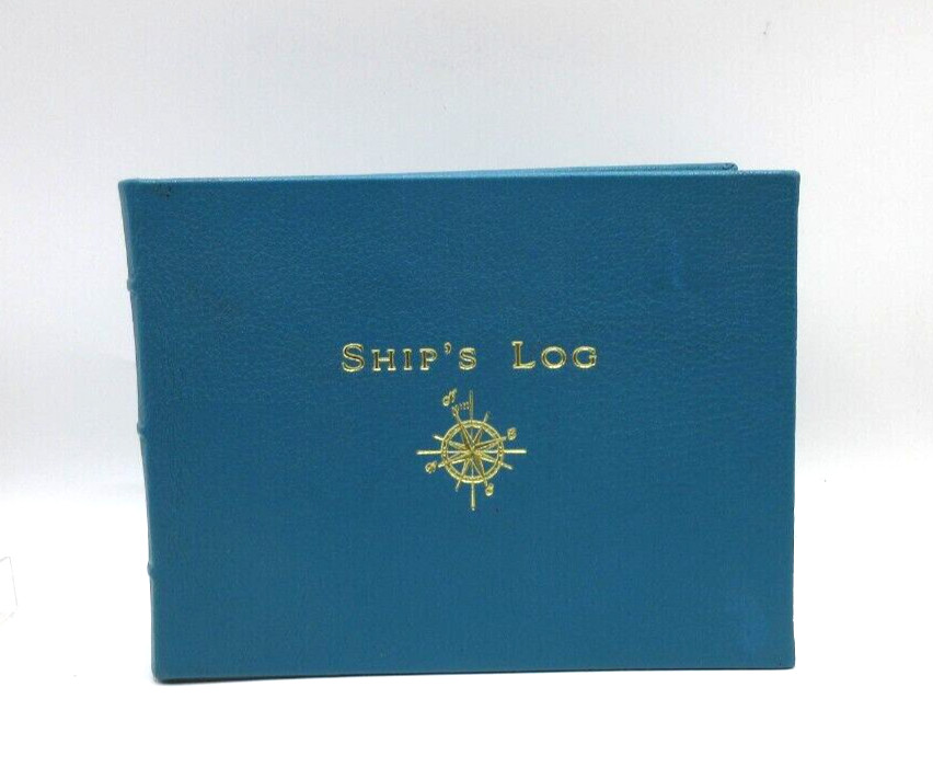 Ships Log Leather Bound Hardcover Graphic Image NEW Turquoise