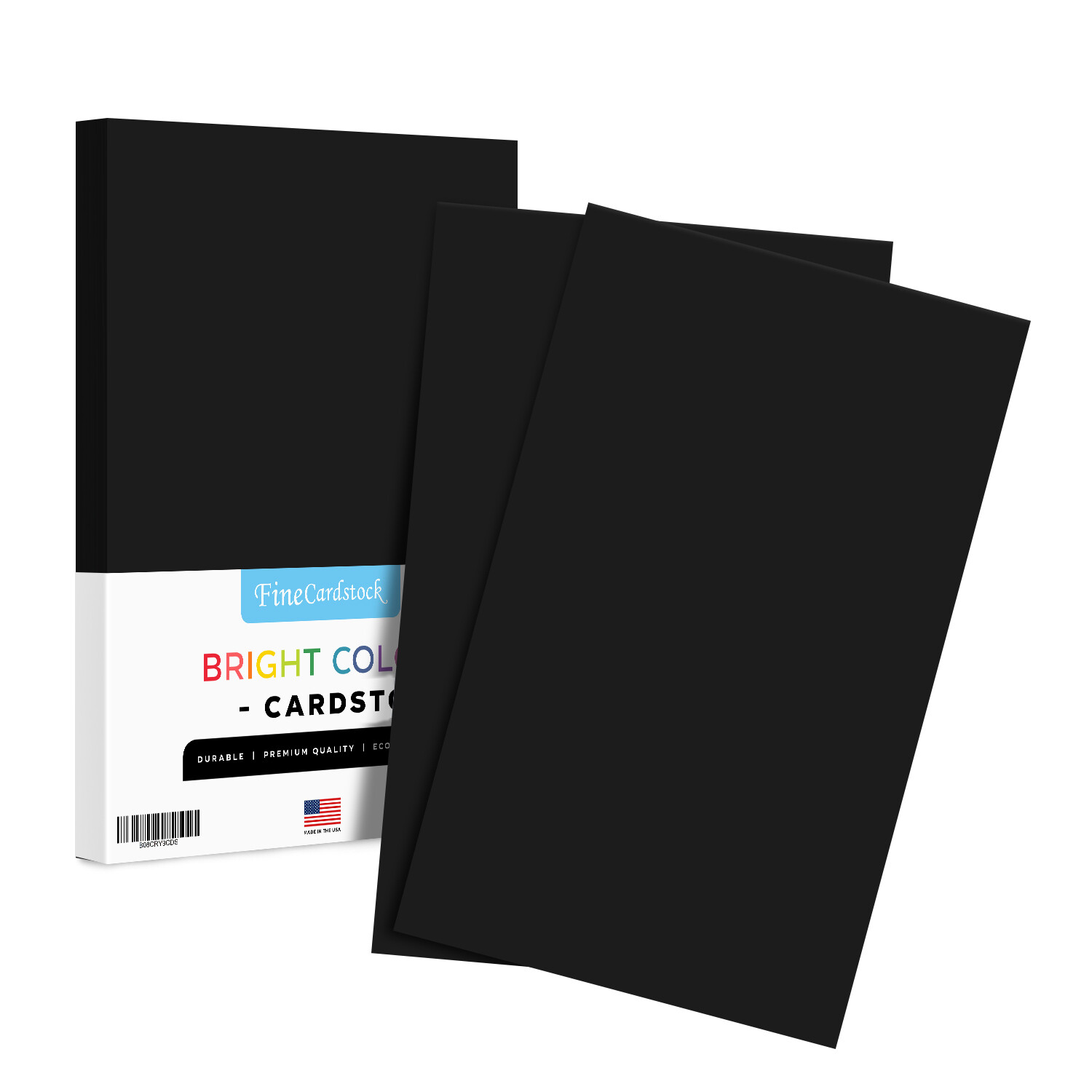 Eclipse Black Bright Color Cardstock, 65lb Cover (176GSM), 8.5 x 14, 50 Sheets