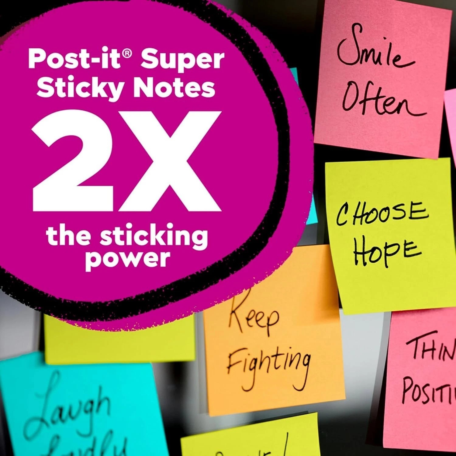 Multi-Color Super Sticky Notes – 90 Sheets, 2X Sticking Power for Maximum Impact