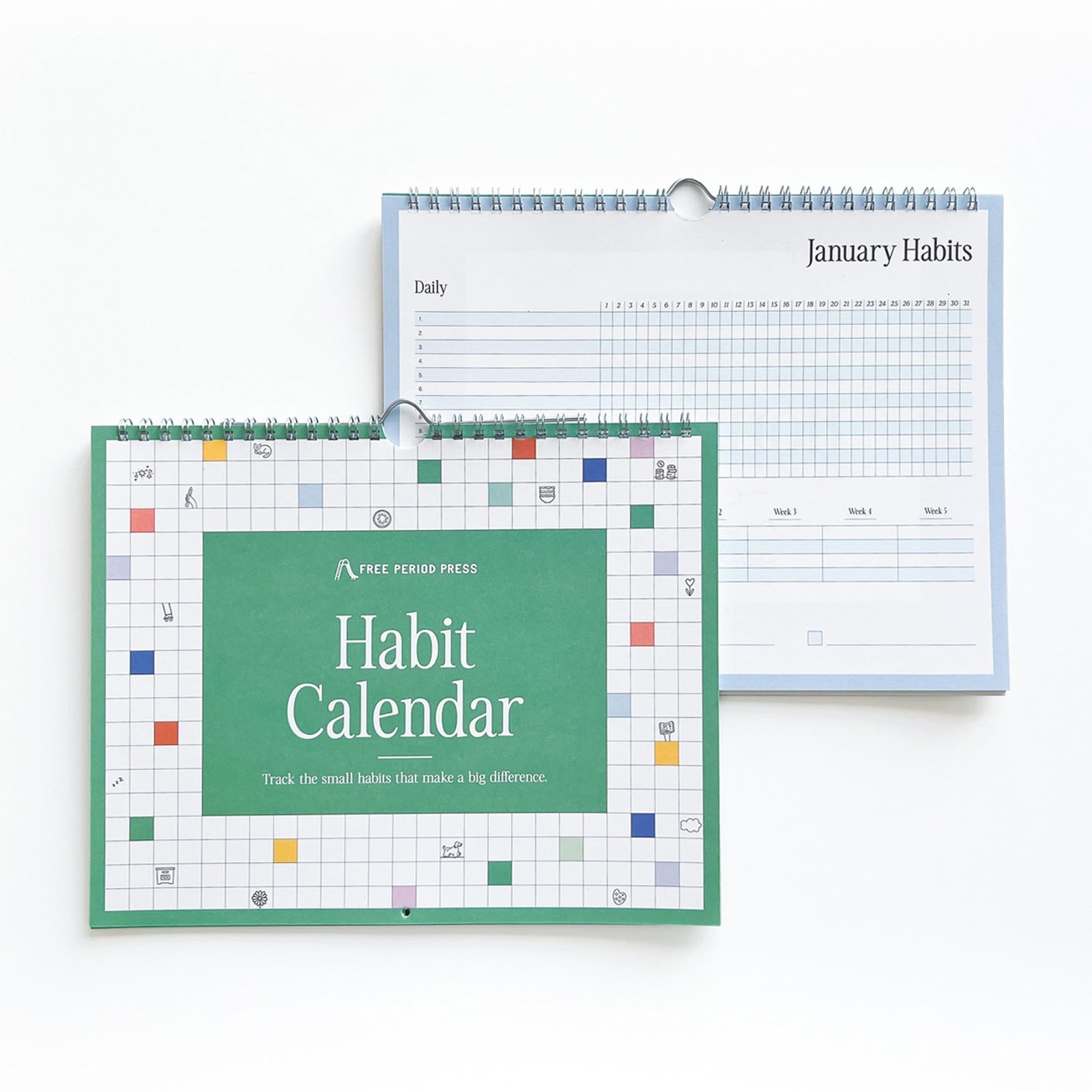 Free Period Press Habit Tracker Calendar & 8 inches X 10 inches, Multicolor