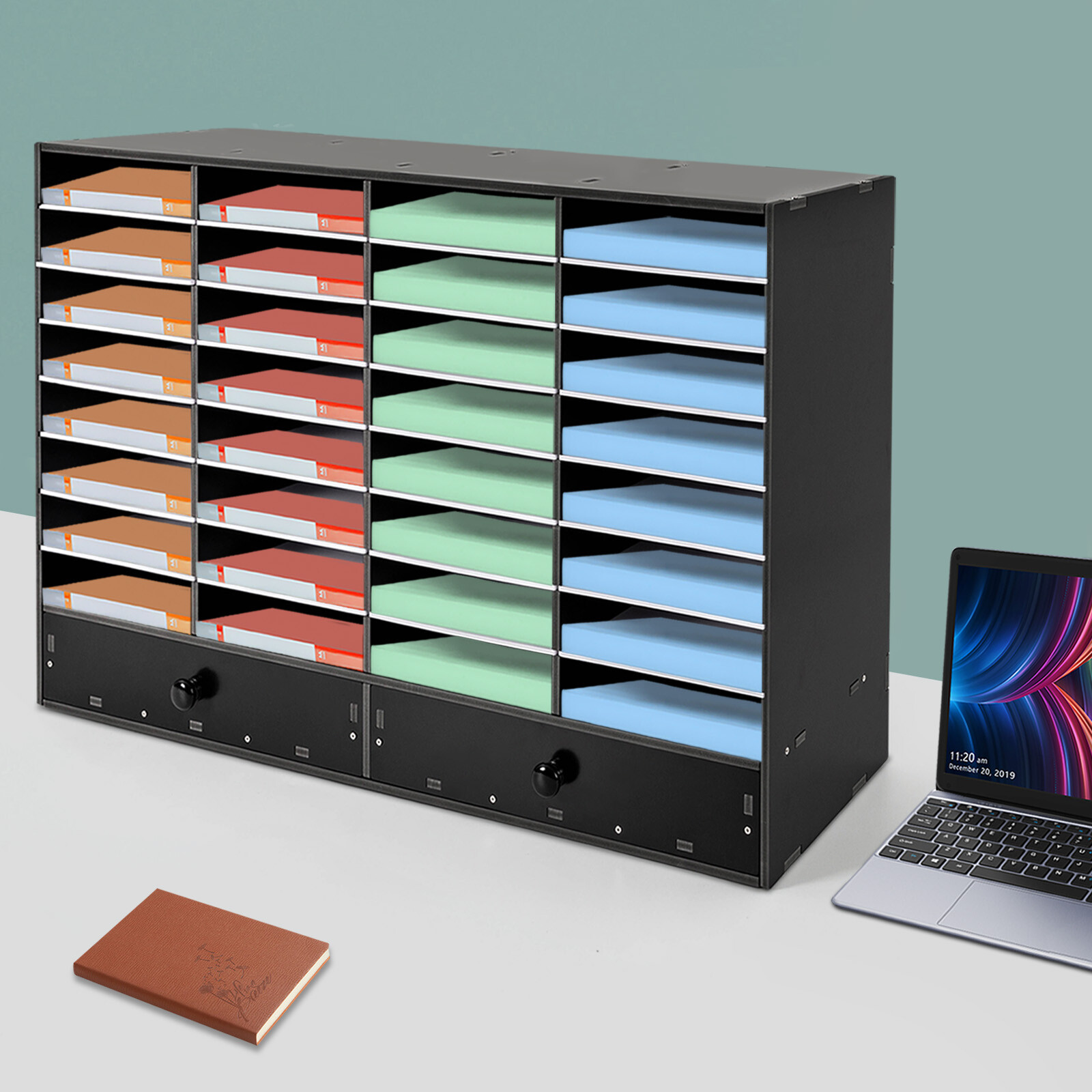 32 Slots Shelf Organizer Desk Accessories for Folders File Mail Sorter Rack PVC