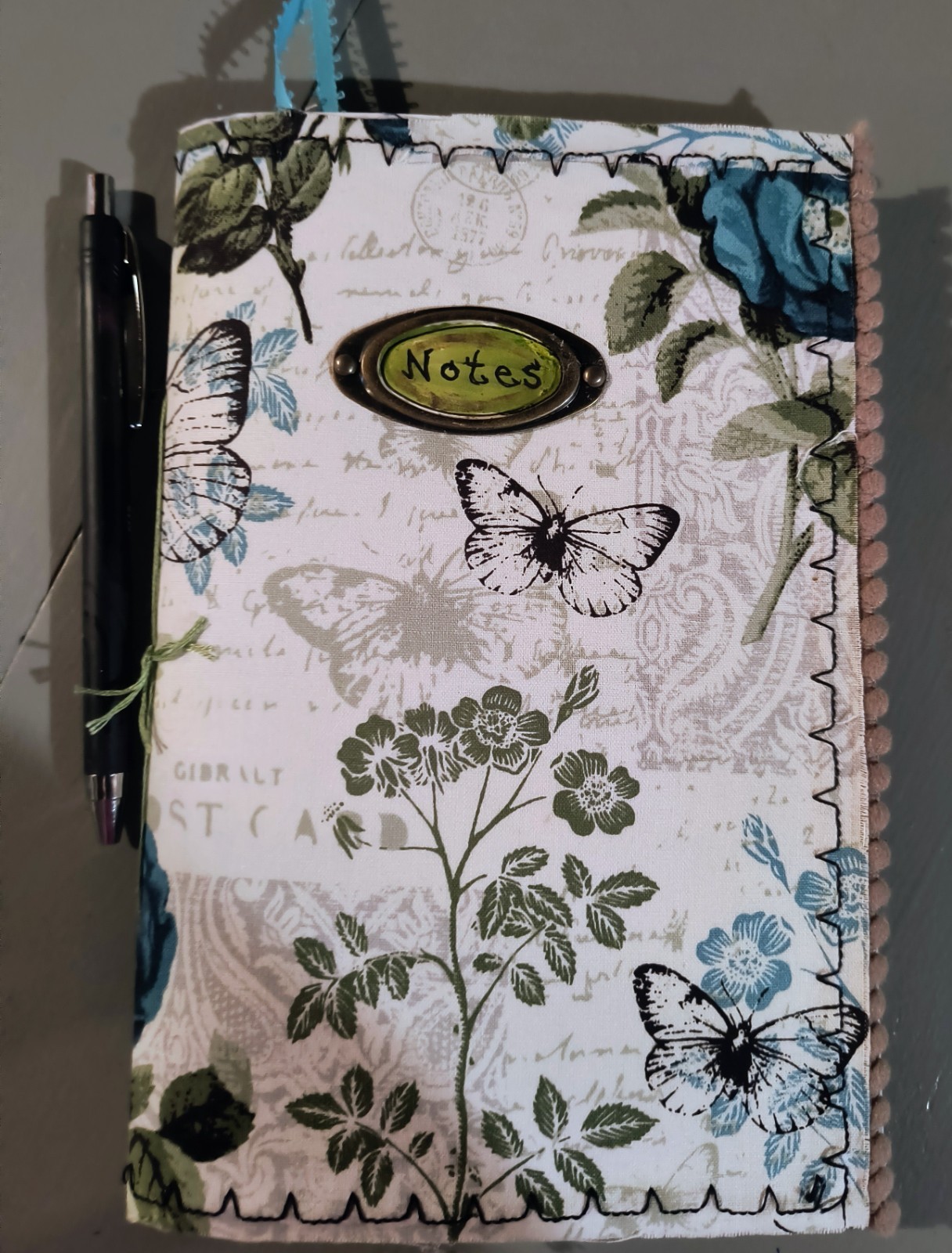 Fabric covered note pad handmade journal