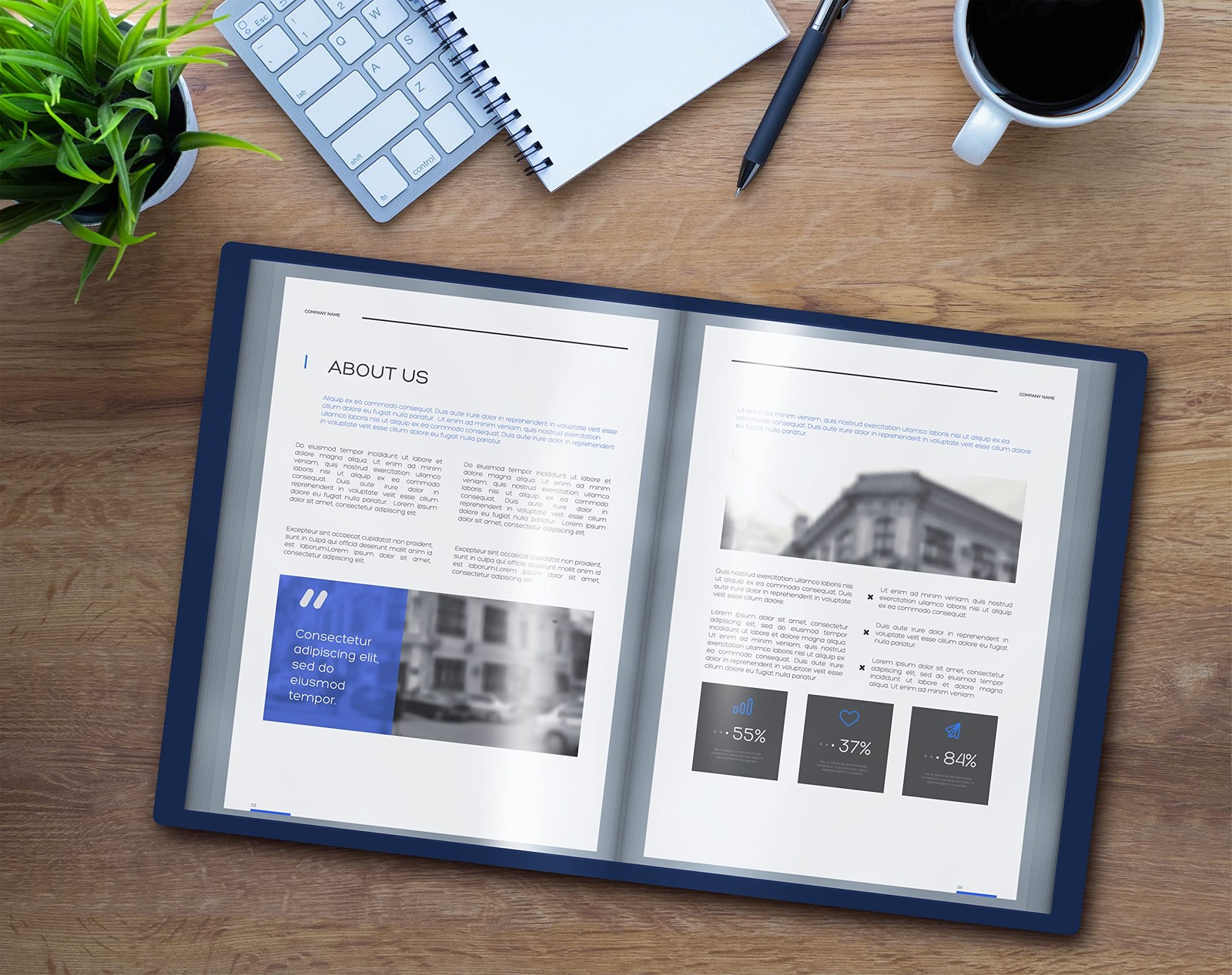 Better Office Products 12 Pocket Bound Presentation Book, Blue with
