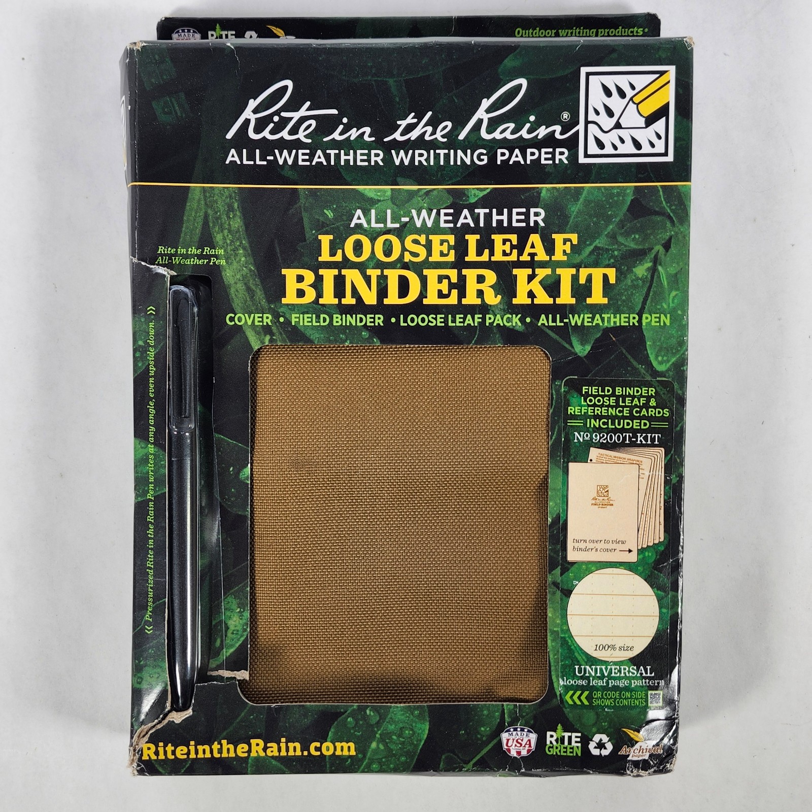Rite in the Rain All Weather Field Binder Kit 9200T-KIT Coyote Tan with Pen NEW